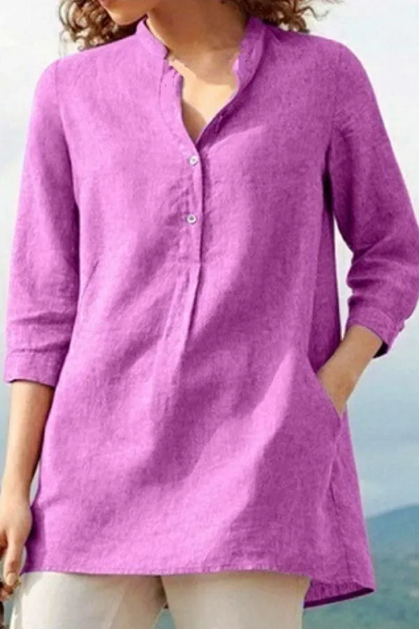 Casual Style Solid Color Blouse