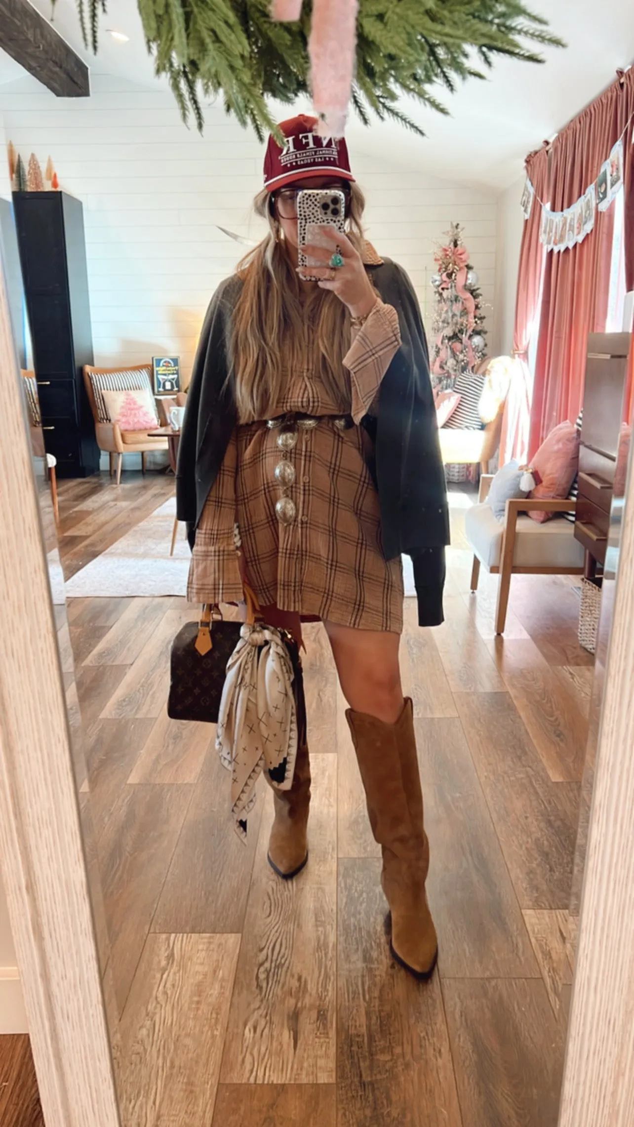 Cool Girl Plaid Mini Dress - Mocha