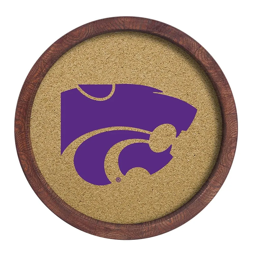 Kansas State Wildcats: "Faux" Barrel Framed Cork Board