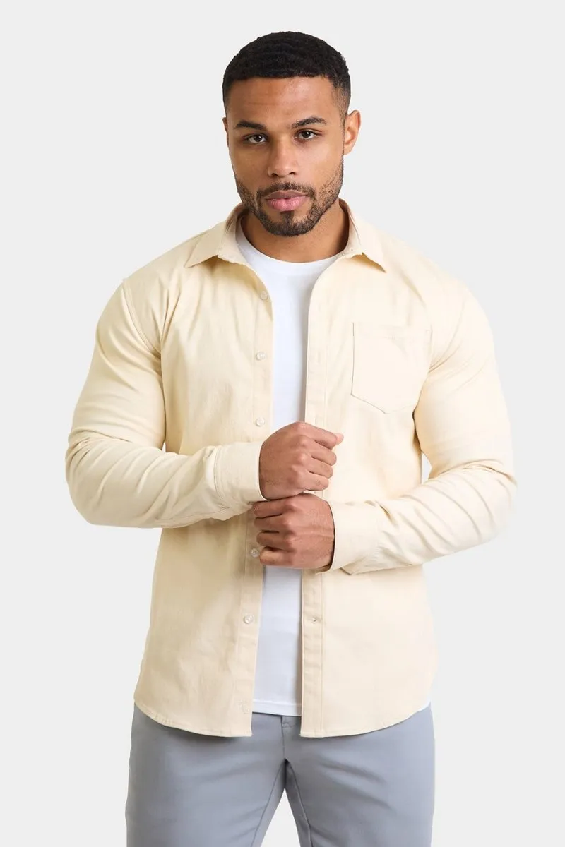 Twill Overshirt in Ecru