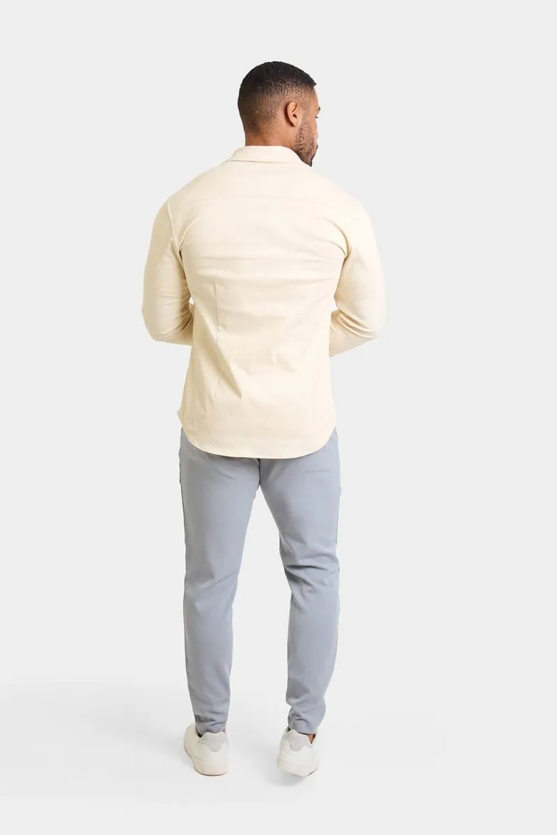 Twill Overshirt in Ecru