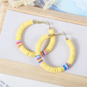 Yellow Polymer Clay & 18K Gold-Plated Beaded Hoop Earrings